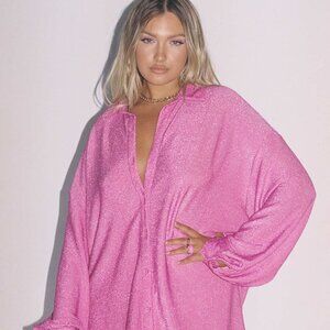 Pink Glitter Princess Polly Shirt Dress